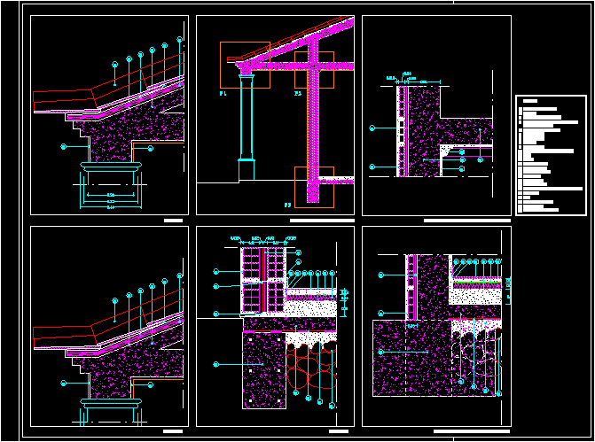 Particolari di unione tra tetto e parete - parete e solaio - dettaglio galleria