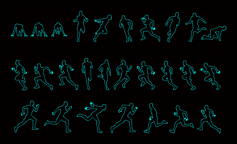 Silhouettes of people running