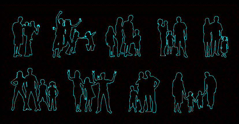 people silhouettes families
