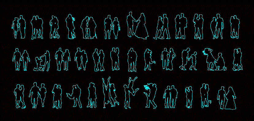 Silhouettes of people couples