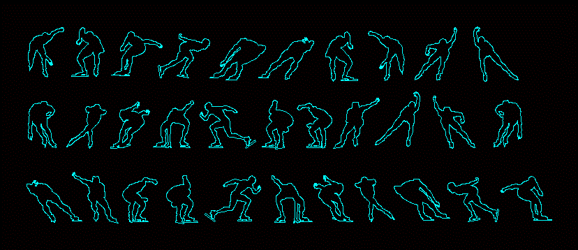 Speed ​​skating people silhouettes