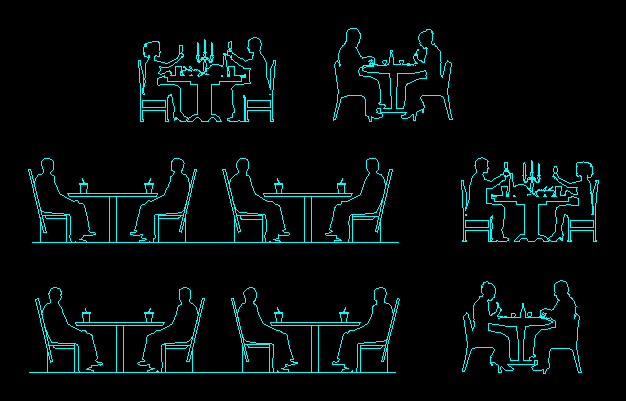 Silhouettes of people - eating