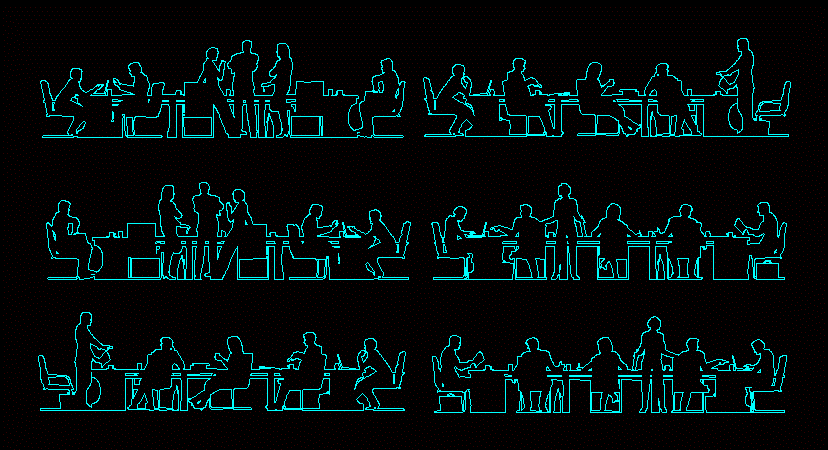 silhouettes of people - office