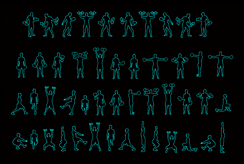 people silhouettes weights