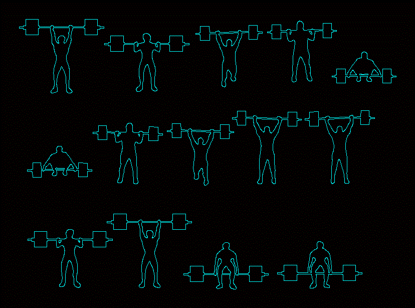 Weightlifting people silhouettes