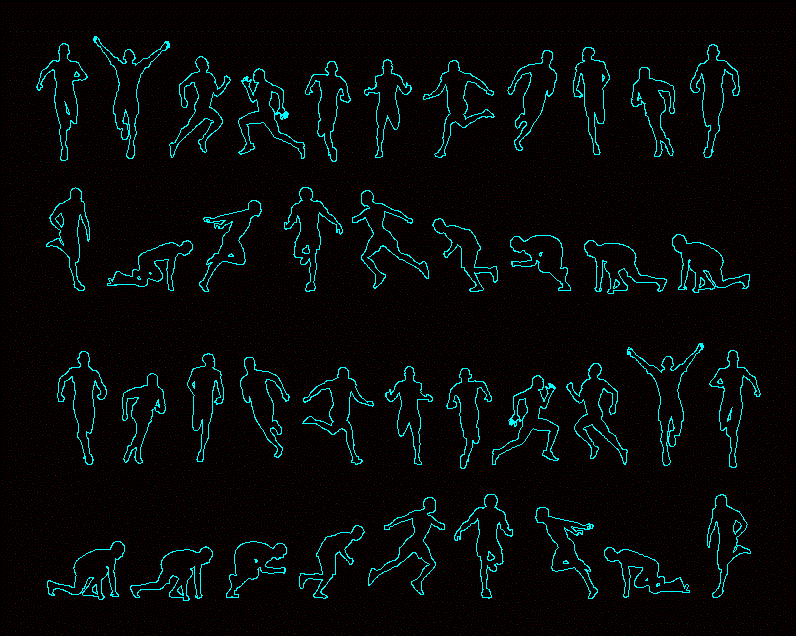 Silhouettes of people in the race