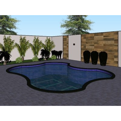 Piscina curva en residencia
