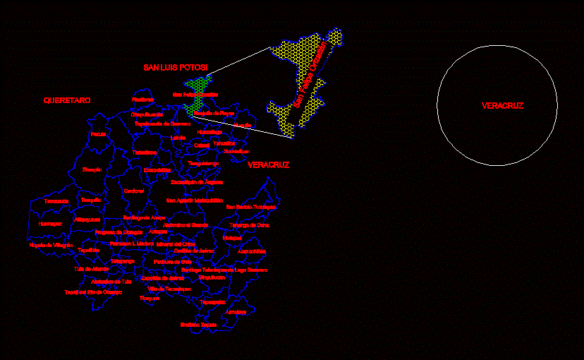 Mapa estado de hidalgo mex.