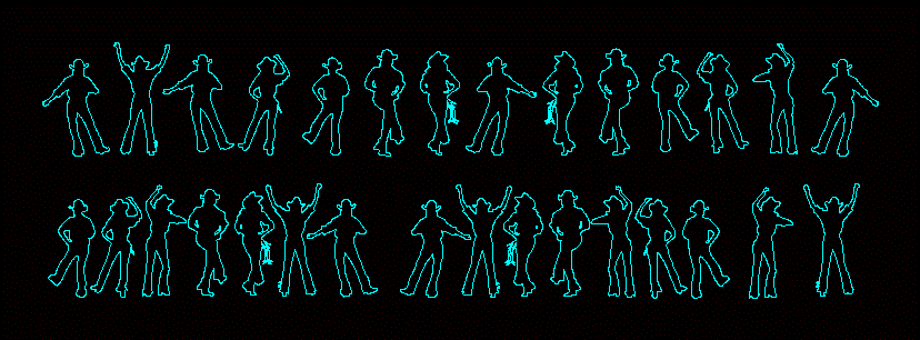 People silhouettes cowboy dance