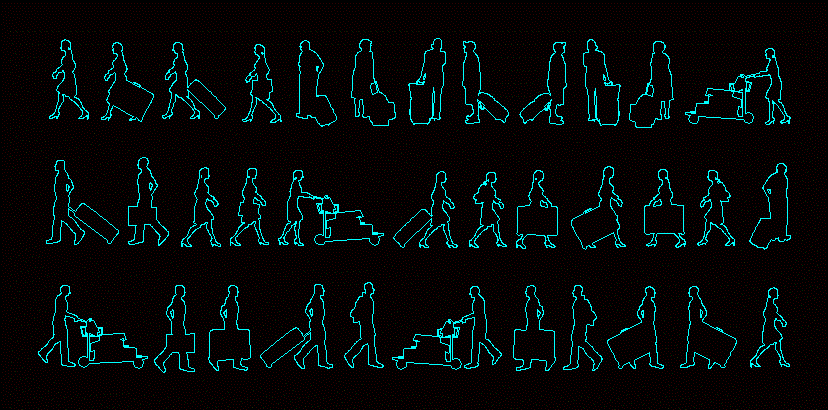 People silhouettes with luggage