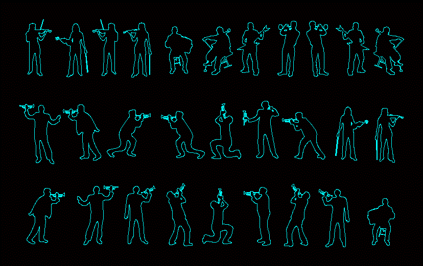 People silhouettes of people playing musical instruments music