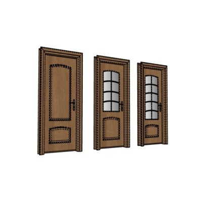 Puerta 3d en madera lista para renderizar