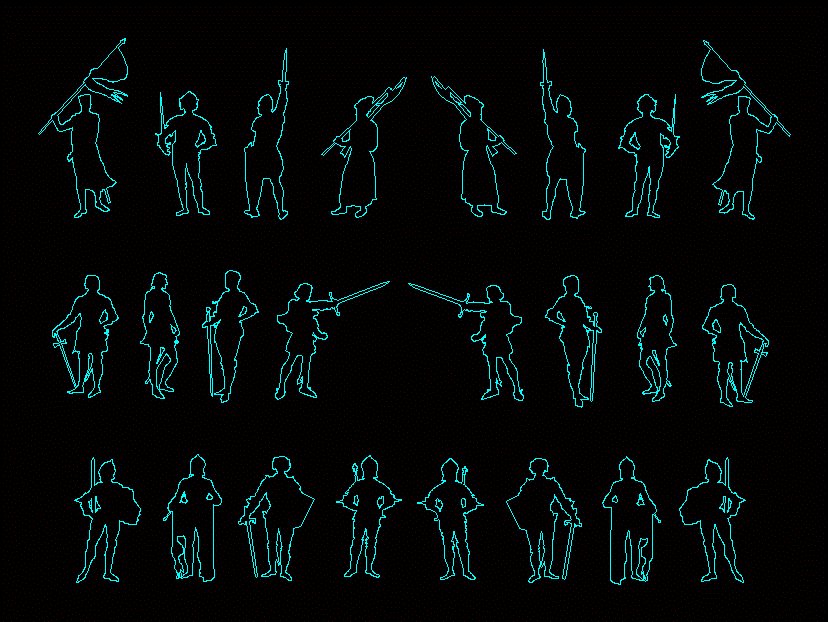 Warrior people silhouettes