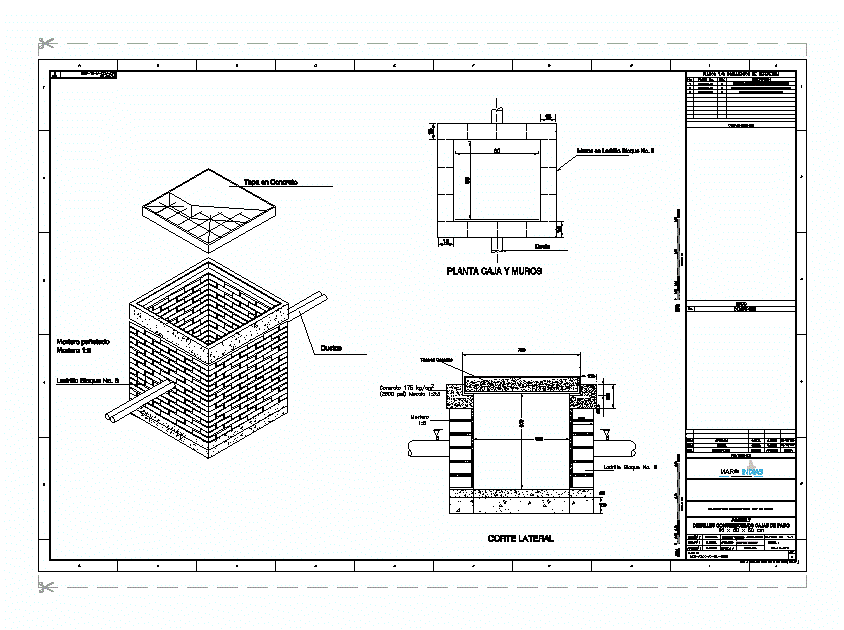 Detalle constructivo de caja de paso electrica subterranea