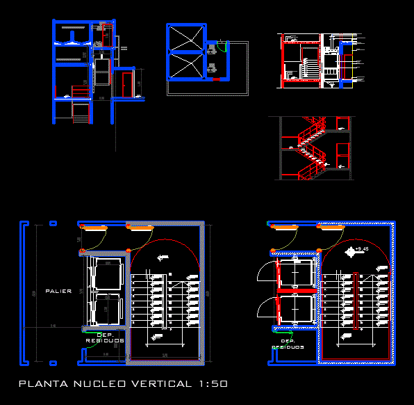 Vertikales Kerndetail - Treppe in AutoCAD | CAD-Bibliothek
