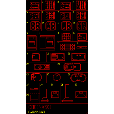 Bloques de mobiliario de cocina 2