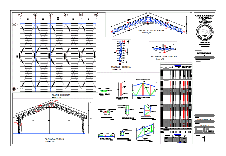 Structural plans of metal truss