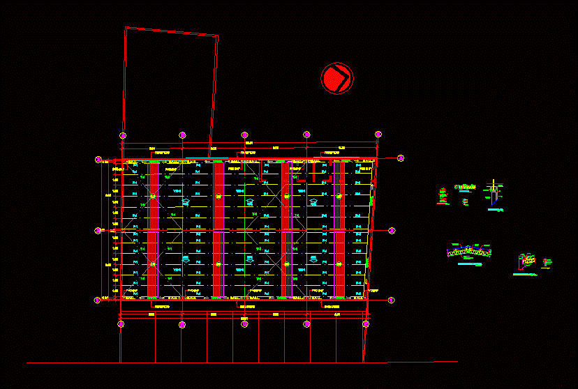 Plano estrutural de telhados de um armazém