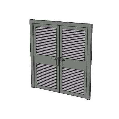 Puerta doble con romanilla en 3d