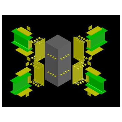 Planta de ensamble de placas de acero en columnas 3d