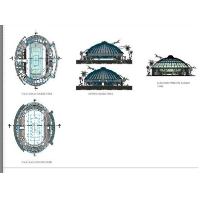 Coliseo cerrado para tenis - autocad
