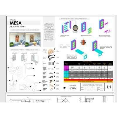 Mesa de pared plegable