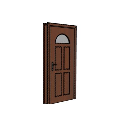 Puerta 3d en madera lista para renderizar