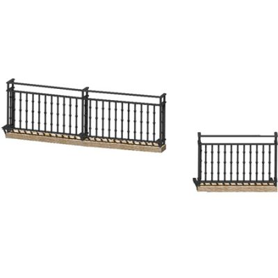 Deux balcons garde-corps en fer forgé 3d