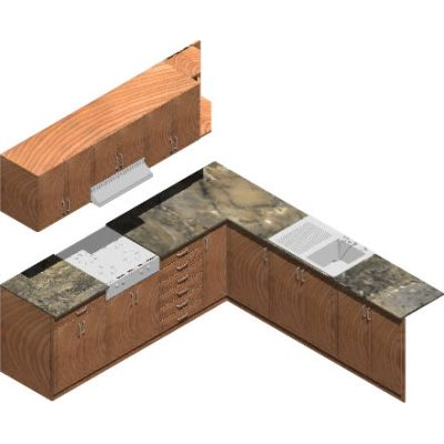 Amoblamiento de cocina 3d con materiales aplicados