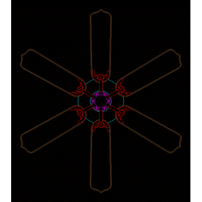 Ceiling fan 6 blades 2d