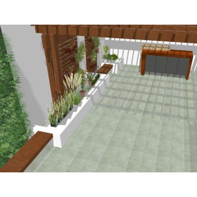 Terraza con pergola de madera