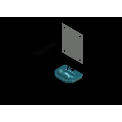 Lavabo con espejo y accesorios 3D