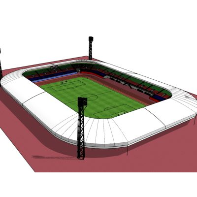 Diseno 3d del estadio de futbol internacional.