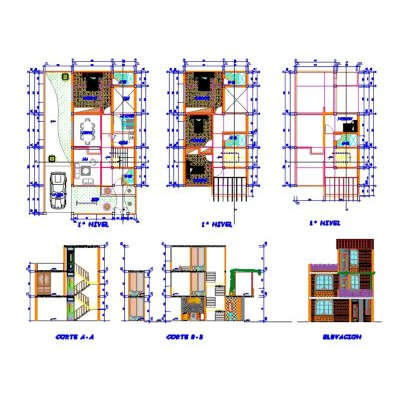 Vivienda unifamiliar de 3 niveles.