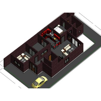 Un interior de cocina pequena en revit. rvt