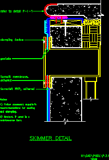 Pools - membrane placement - skimmer detail