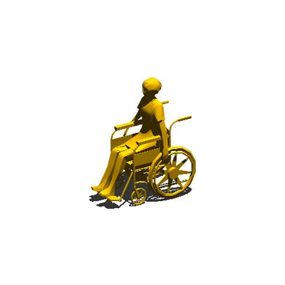 Mujer en silla de rueda 3d