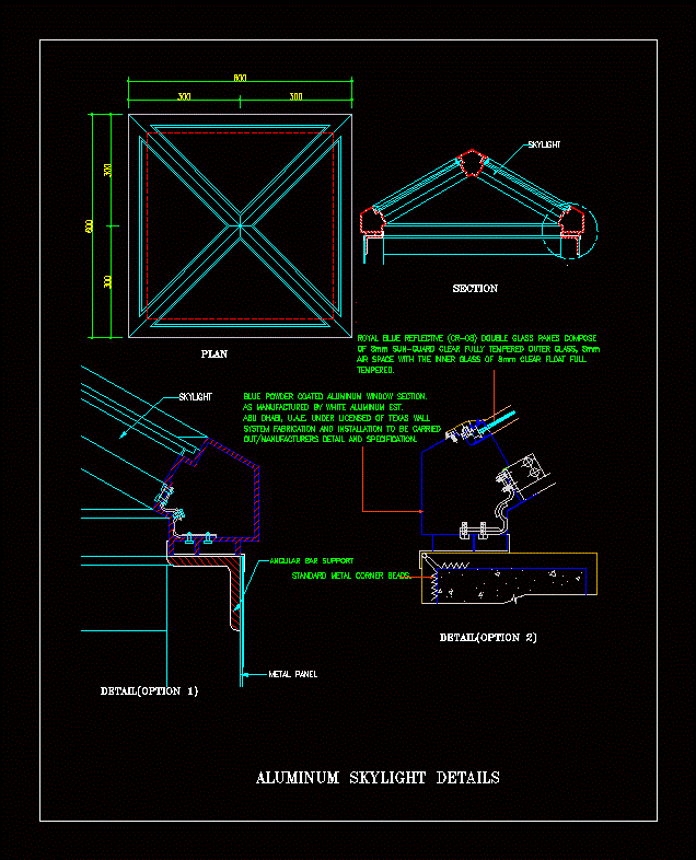 Detalhes da construção da clarabóia