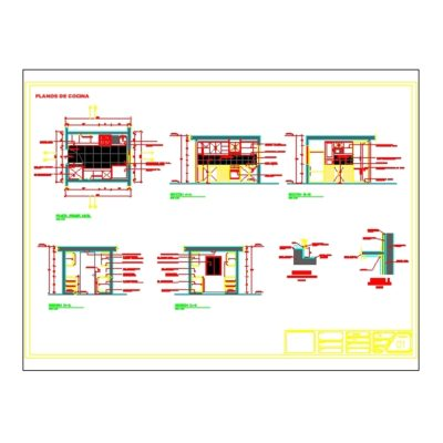 Plano de cocina; secciones y detalles en