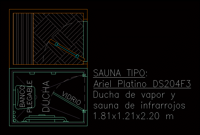 Sauna con doccia integrata 1.81x1.21