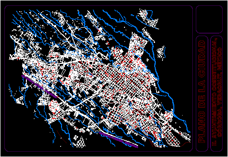 Mappa della città di Cordoba; veracruz; Messico
