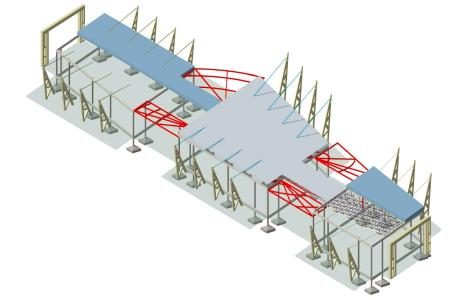 Estructura en 3d de pabellon de exposiciones
