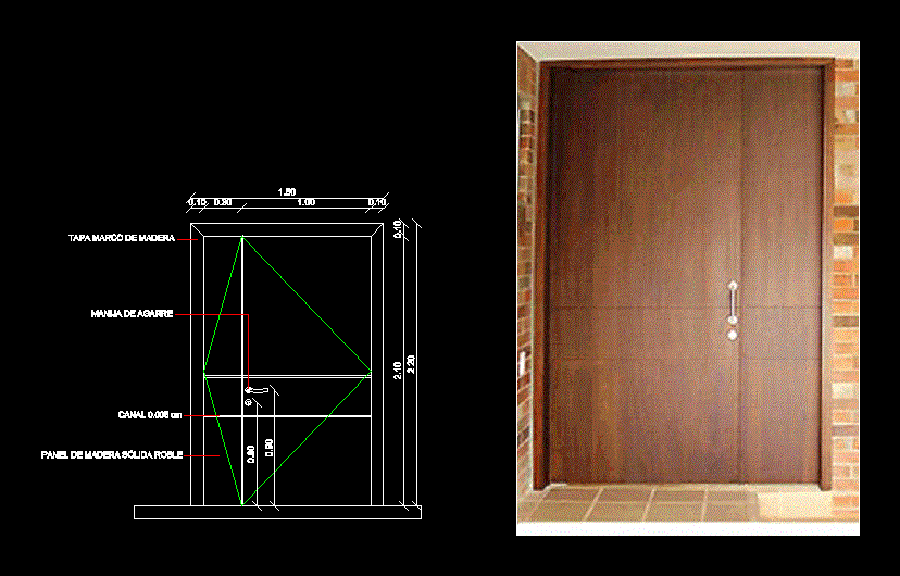 Puerta de madera 130 cm