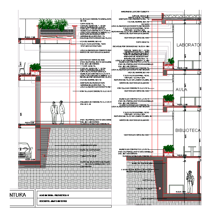 Sections through the facade - school of architecture