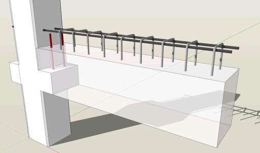 Particolare costruttivo del portico prefabbricato 3d skp
