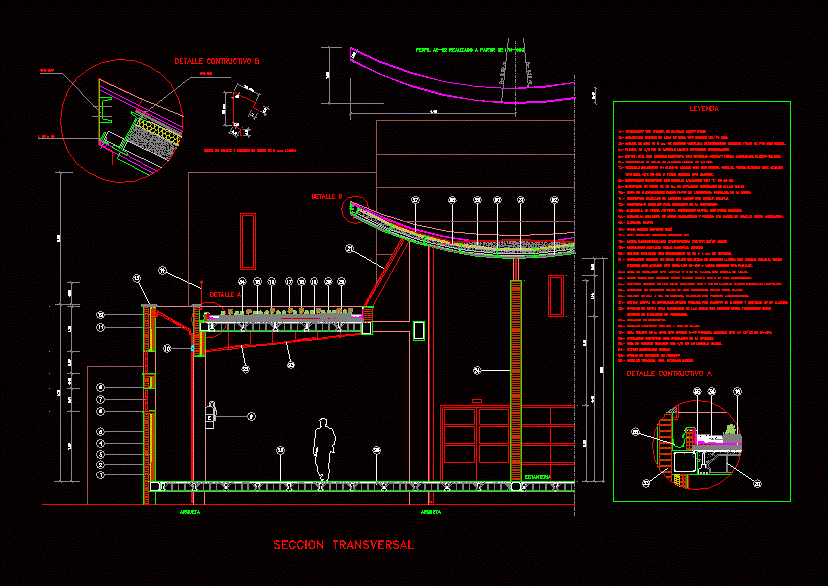 Detailplan des gebogenen Daches