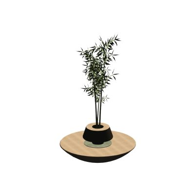 Mueble circular urbano de madera 3d