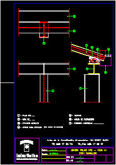 Connection of ipe column - h beam - and cover with articulated anchor