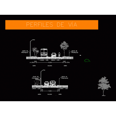 Perfiles de via de calle y pasaje 2d