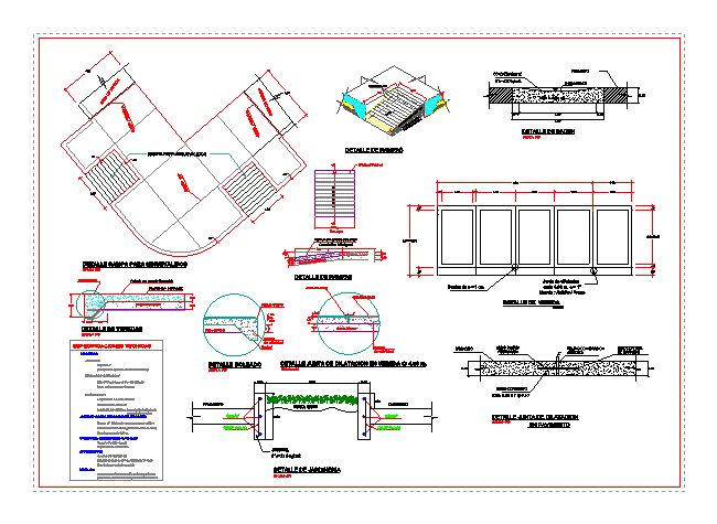 Plan de détail du trottoir - aménagement paysager et rampe